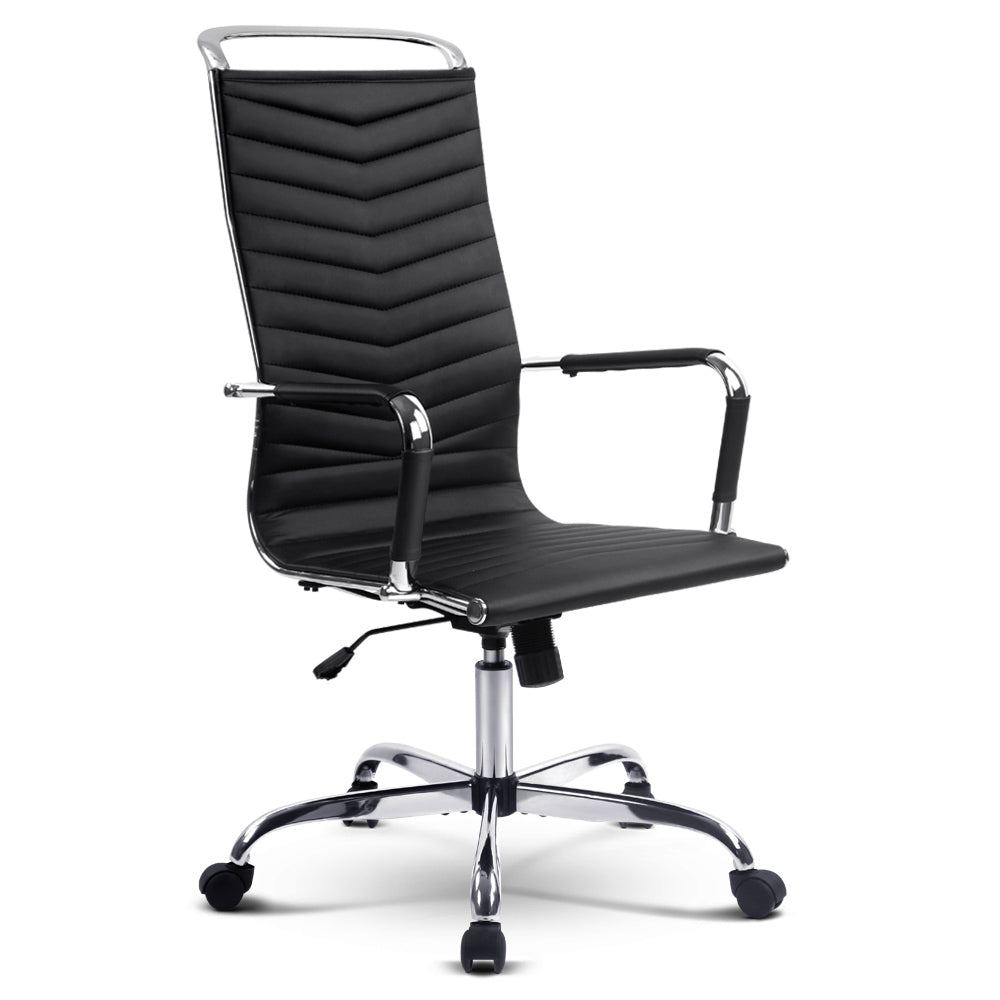 Eames Replica Office Chair Executive High Back Seating PU Leather Black - Ashley Rose