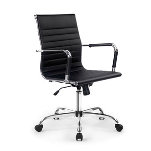 Eames Replica Office Chair Executive Mid Back Seating PU Leather Black - Ashley Rose