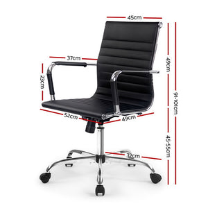 Eames Replica Office Chair Executive Mid Back Seating PU Leather Black - Ashley Rose