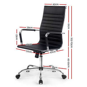 Eames Replica Office Chair Executive High Back Seating PU Leather Black - Ashley Rose