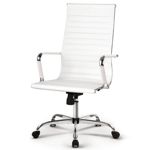 Ashley Rose Eames Replica Office Chairs PU Leather Executive Work Computer Seat White - Ashley Rose