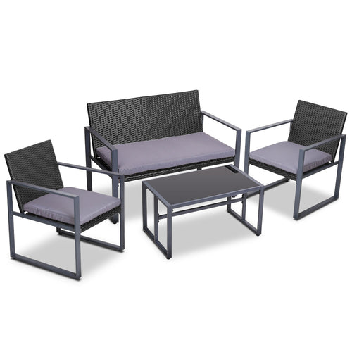 Ashley Rose 4PC Outdoor Furnitture Patio Table Chair Black - Ashley Rose