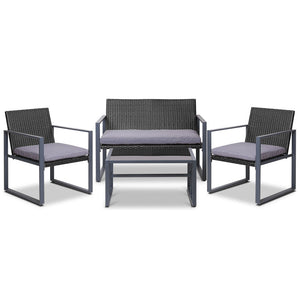 Ashley Rose 4PC Outdoor Furnitture Patio Table Chair Black - Ashley Rose