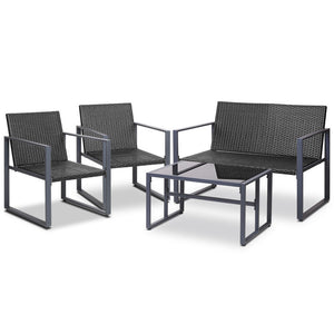 Ashley Rose 4PC Outdoor Furnitture Patio Table Chair Black - Ashley Rose