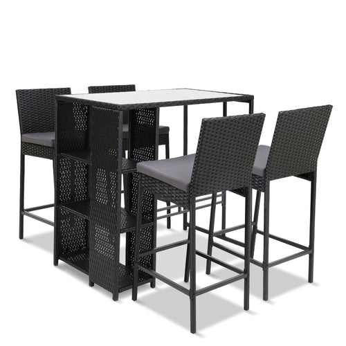 Ashley Rose Outdoor Bar Set Table Stools Furniture Wicker 5PCS - Ashley Rose