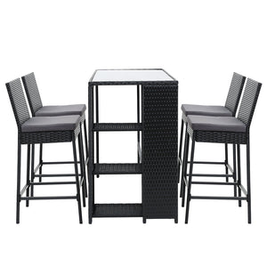 Ashley Rose Outdoor Bar Set Table Stools Furniture Wicker 5PCS - Ashley Rose