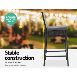 Ashley Rose Outdoor Bar Set Table Stools Furniture Wicker 5PCS - Ashley Rose