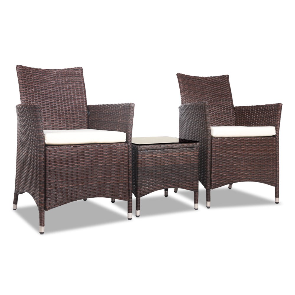 Ashley Rose 3pc Rattan Bistro Wicker Outdoor Furniture Set Brown - Ashley Rose