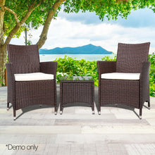 Load image into Gallery viewer, Ashley Rose 3pc Rattan Bistro Wicker Outdoor Furniture Set Brown - Ashley Rose