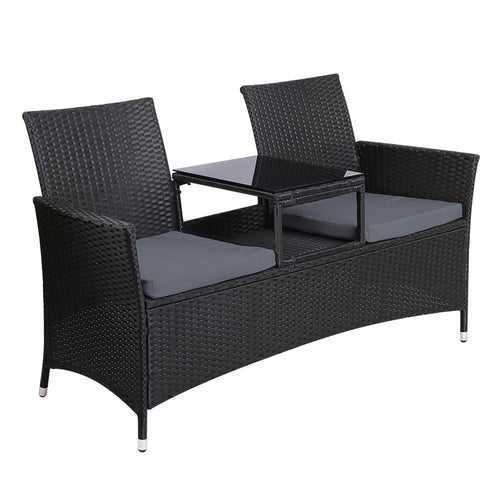 Ashley Rose Outdoor Furniture Chair Bench Sofa Table 2 Seat Cushions Wicker Black - Ashley Rose