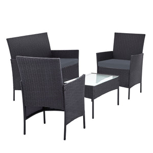 Ashley Rose Outdoor Furniture Rattan Set Chair Table Dark Grey 4pc - Ashley Rose