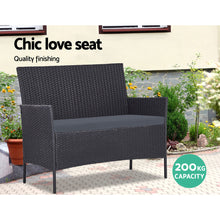 Load image into Gallery viewer, Ashley Rose Outdoor Furniture Rattan Set Chair Table Dark Grey 4pc - Ashley Rose