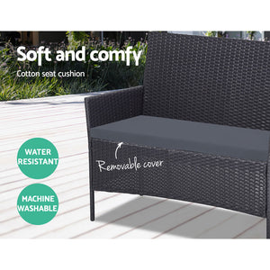 Ashley Rose Outdoor Furniture Rattan Set Chair Table Dark Grey 4pc - Ashley Rose