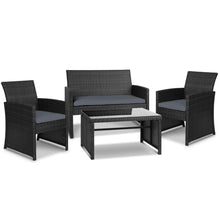 Load image into Gallery viewer, Ashley Rose Set of 4 Outdoor Rattan Chairs &amp; Table - Black - Ashley Rose