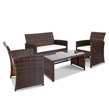 Load image into Gallery viewer, Ashley Rose Set of 4 Outdoor Rattan Chairs &amp; Table - Brown - Ashley Rose