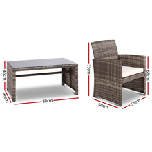 Load image into Gallery viewer, Ashley Rose Set of 4 Outdoor Rattan Chairs &amp; Table - Grey - Ashley Rose