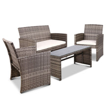 Load image into Gallery viewer, Ashley Rose Set of 4 Outdoor Rattan Chairs &amp; Table - Grey - Ashley Rose