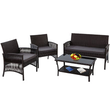 Load image into Gallery viewer, Ashley Rose Outdoor Furniture Rattan Set Wicker Cushion 4pc Black - Ashley Rose