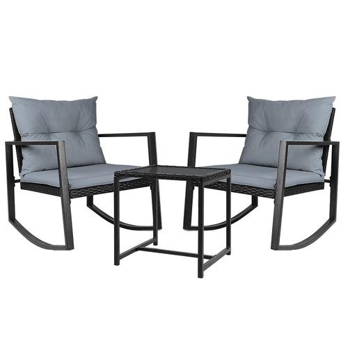 Ashley Rose Outdoor Chair Rocking Set - Black - Ashley Rose