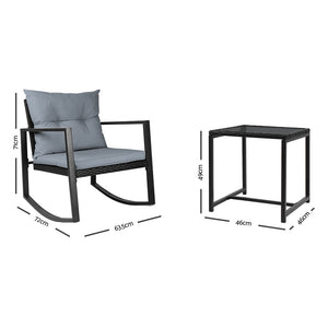 Ashley Rose Outdoor Chair Rocking Set - Black - Ashley Rose