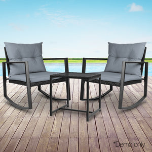 Ashley Rose Outdoor Chair Rocking Set - Black - Ashley Rose