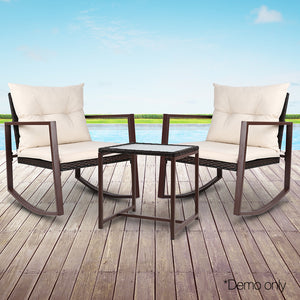 Ashley Rose Outdoor Chair Rocking Set - Brown - Ashley Rose