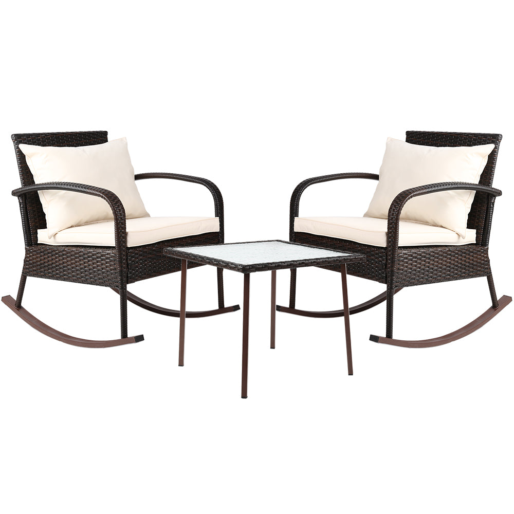 Ashley Rose 3 Piece Outdoor Chair Rocking Set - Brown - Ashley Rose