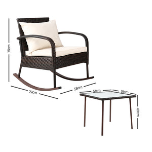 Ashley Rose 3 Piece Outdoor Chair Rocking Set - Brown - Ashley Rose