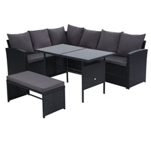 Load image into Gallery viewer, Ashley Rose Outdoor Furniture Sofa Set Dining Setting Wicker 8 Seater Black - Ashley Rose