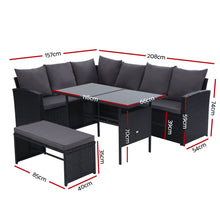 Load image into Gallery viewer, Ashley Rose Outdoor Furniture Sofa Set Dining Setting Wicker 8 Seater Black - Ashley Rose