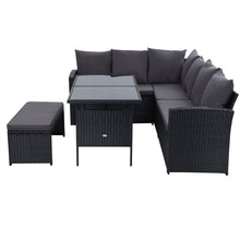 Load image into Gallery viewer, Ashley Rose Outdoor Furniture Sofa Set Dining Setting Wicker 8 Seater Black - Ashley Rose