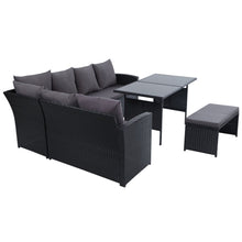 Load image into Gallery viewer, Ashley Rose Outdoor Furniture Sofa Set Dining Setting Wicker 8 Seater Black - Ashley Rose