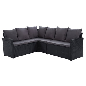 Ashley Rose Outdoor Furniture Sofa Set Dining Setting Wicker 8 Seater Black - Ashley Rose