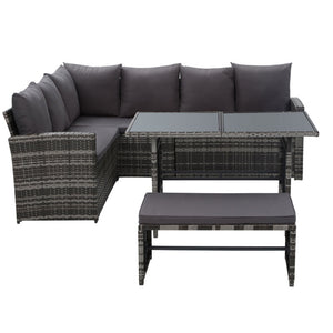 Ashley Rose Outdoor Furniture Sofa Set Dining Setting Wicker 8 Seater Mixed Grey - Ashley Rose