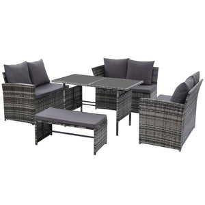 Ashley Rose Outdoor Furniture Sofa Set Dining Setting Wicker 8 Seater Mixed Grey - Ashley Rose