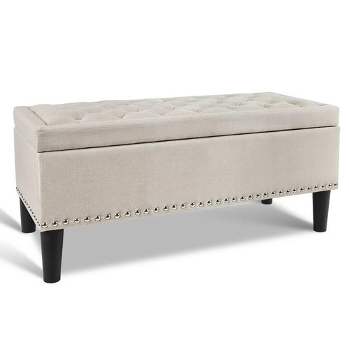 Ashley Rose Fabric Storage Ottoman - Taupe - Ashley Rose