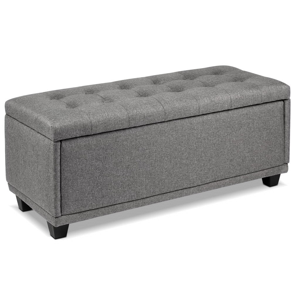 Ashley Rose Ottoman Storage Blanket Box Linen Fabric Toy Large Light Grey - Ashley Rose