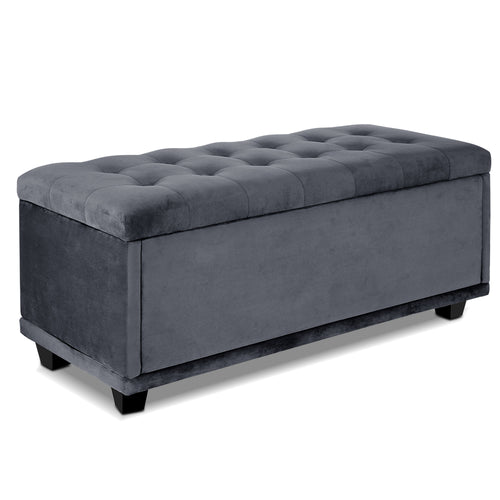 Ashley Rose Storage Ottoman Blanket Box Velvet Foot Stool Chest Couch Toy Bench - Ashley Rose