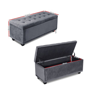 Ashley Rose Storage Ottoman Blanket Box Velvet Foot Stool Chest Couch Toy Bench - Ashley Rose