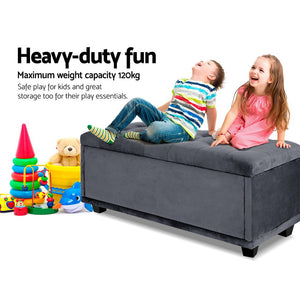 Ashley Rose Storage Ottoman Blanket Box Velvet Foot Stool Chest Couch Toy Bench - Ashley Rose