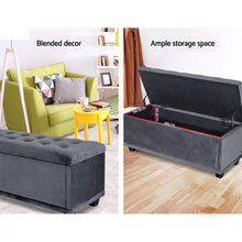 Load image into Gallery viewer, Ashley Rose Storage Ottoman Blanket Box Velvet Foot Stool Chest Couch Toy Bench - Ashley Rose