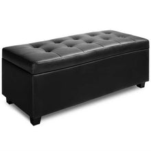 Load image into Gallery viewer, Ashley Rose PU Leather Storage Ottoman - Black - Ashley Rose