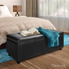 Load image into Gallery viewer, Ashley Rose PU Leather Storage Ottoman - Black - Ashley Rose