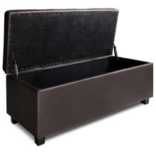 Load image into Gallery viewer, Ashley Rose PU Leather Storage Ottoman - Brown - Ashley Rose