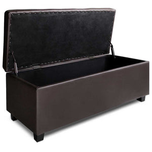 Ashley Rose PU Leather Storage Ottoman - Brown - Ashley Rose