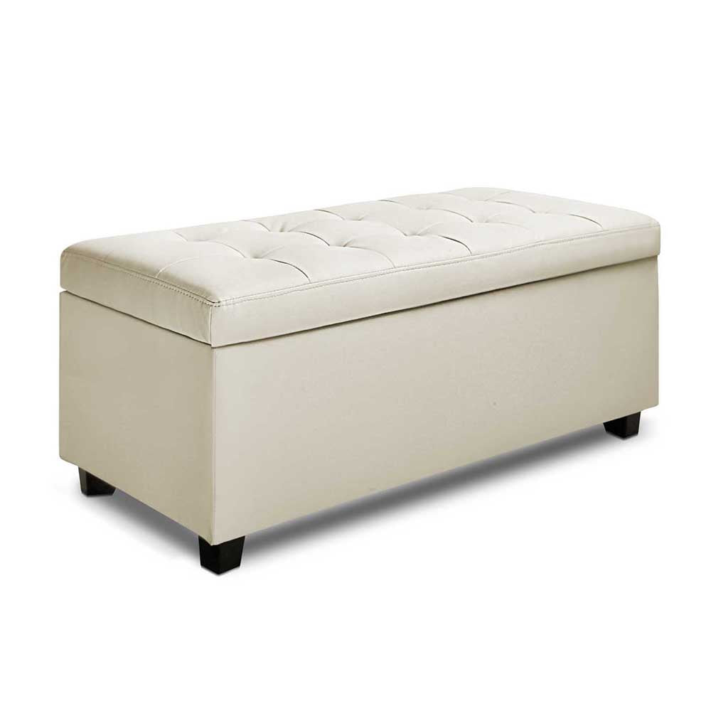 Ashley Rose PU Leather Storage Ottoman - Cream - Ashley Rose