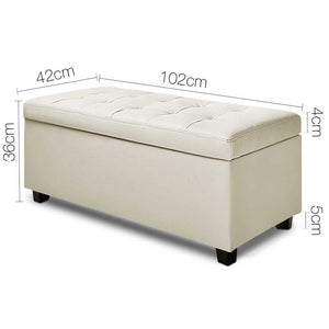 Ashley Rose PU Leather Storage Ottoman - Cream - Ashley Rose