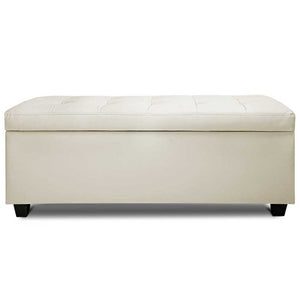 Ashley Rose PU Leather Storage Ottoman - Cream - Ashley Rose