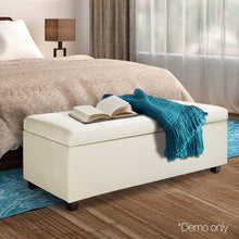 Load image into Gallery viewer, Ashley Rose PU Leather Storage Ottoman - Cream - Ashley Rose