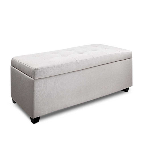 Ashley Rose Large Fabric Storage Ottoman - Beige - Ashley Rose